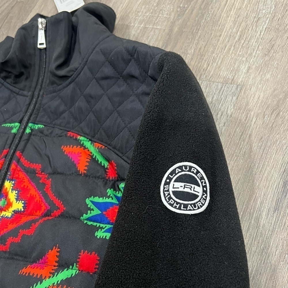 NWT Ralph Lauren Large Women’s Aztec Print Western Half Zip Fleece Nylon Swester - Picture 3 of 6